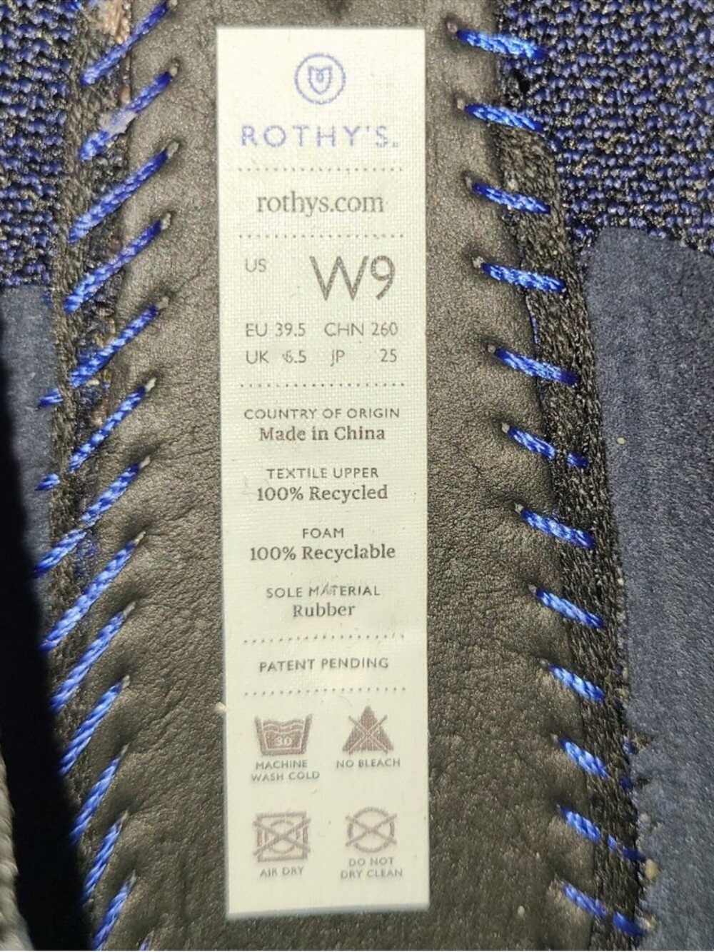 ROTHY'S The Flat Blue Flats, Size 9 - Picture 4 of 5